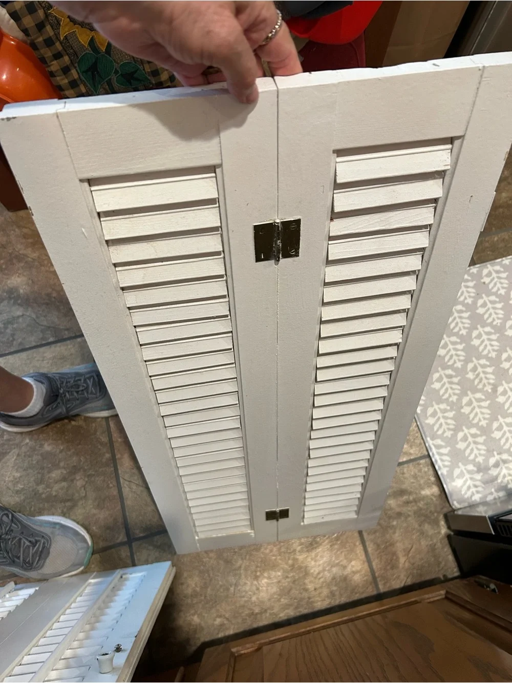 White Louvered Shutter Panel Pair - Home Accents, ea 14”w (28 tog), 31” H.